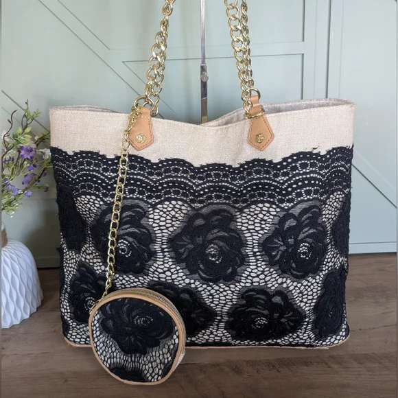 Betsey Johnson Floral Lace Tote Bag - Picture 4 of 12